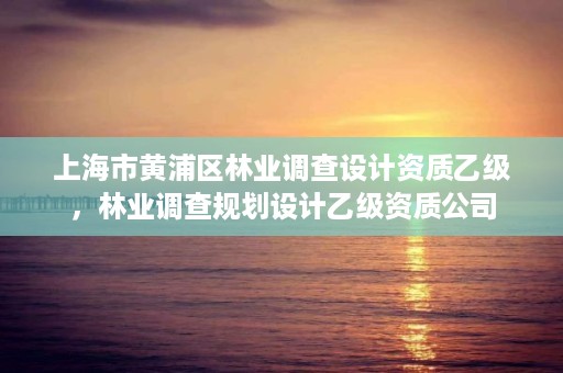 上海市黄浦区林业调查设计资质乙级,林业调查规划设计乙级资质公司