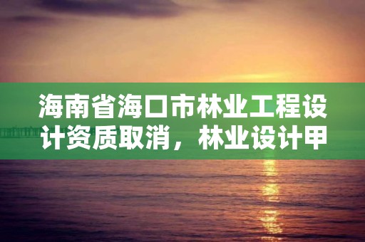 海南省海口市林业工程设计资质取消,林业设计甲级资质