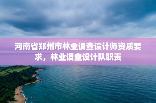 河南省郑州市林业调查设计师资质要求，林业调查设计队职责
