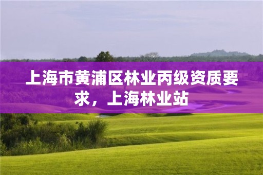 上海市黄浦区林业丙级资质要求,上海林业站