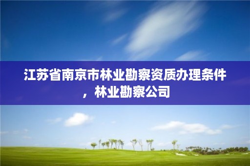 江苏省南京市林业勘察资质办理条件,林业勘察公司