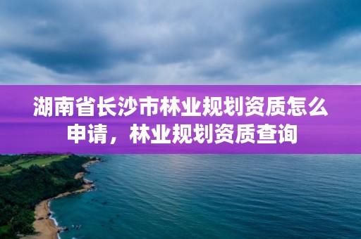 湖南省长沙市林业规划资质怎么申请,林业规划资质查询