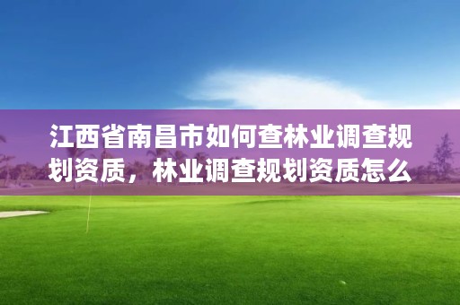 江西省南昌市如何查林业调查规划资质,林业调查规划资质怎么办理