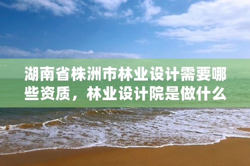 湖南省株洲市林业设计需要哪些资质，林业设计院是做什么的