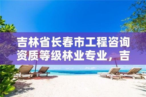 吉林省长春市工程咨询资质等级林业专业,吉林省工程咨询公司排名
