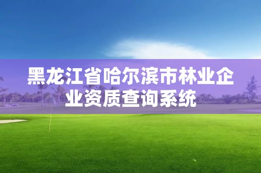 黑龙江省哈尔滨市林业企业资质查询系统