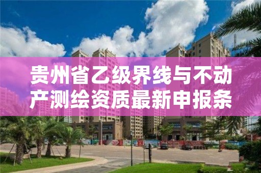 贵州省乙级界线与不动产测绘资质最新申报条件有哪些呢？