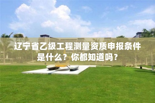 辽宁省乙级工程测量资质申报条件是什么?你都知道吗?