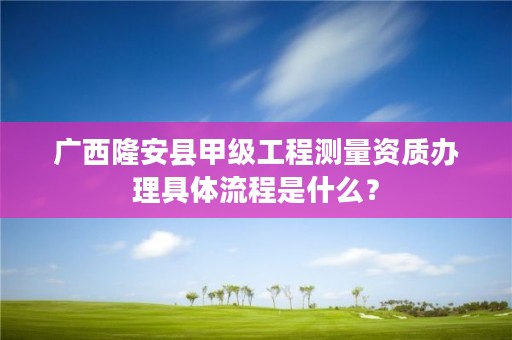 广西隆安县甲级工程测量资质办理具体流程是什么?