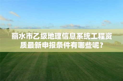 丽水市乙级地理信息系统工程资质最新申报条件有哪些呢?