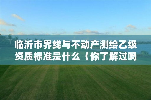 临沂市界线与不动产测绘乙级资质标准是什么(你了解过吗)