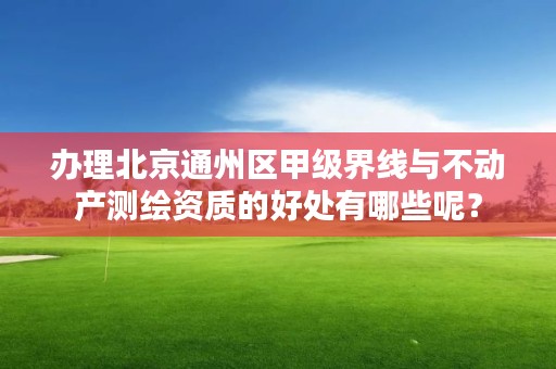 办理北京通州区甲级界线与不动产测绘资质的好处有哪些呢?