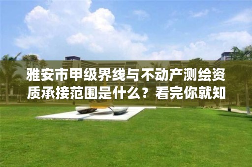 雅安市甲级界线与不动产测绘资质承接范围是什么?看完你就知道了