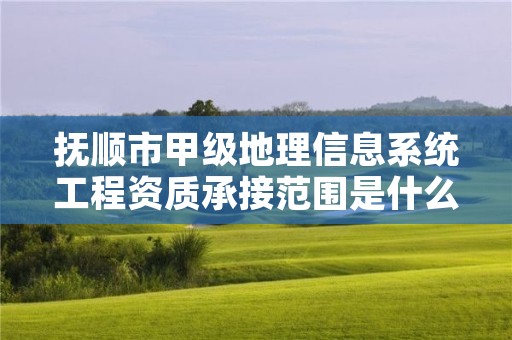 抚顺市甲级地理信息系统工程资质承接范围是什么？看完你就知道了