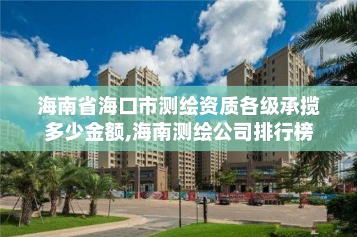 海南省海口市测绘资质各级承揽多少金额,海南测绘公司排行榜