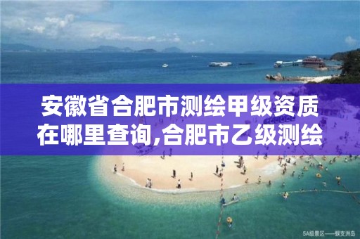 安徽省合肥市测绘甲级资质在哪里查询,合肥市乙级测绘公司