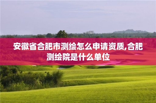 安徽省合肥市测绘怎么申请资质,合肥测绘院是什么单位