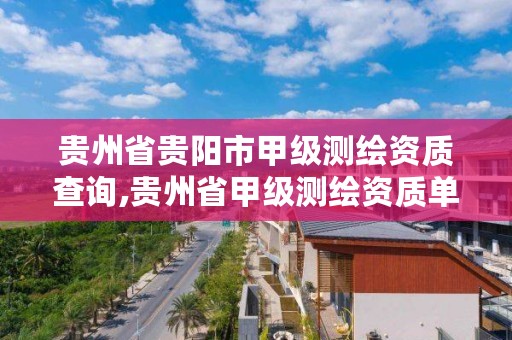 贵州省贵阳市甲级测绘资质查询,贵州省甲级测绘资质单位