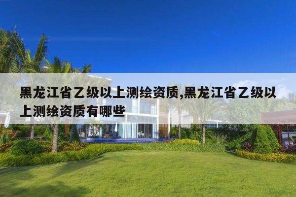 黑龙江省乙级以上测绘资质,黑龙江省乙级以上测绘资质有哪些