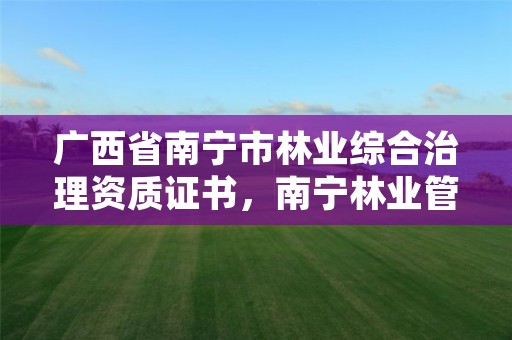 广西省南宁市林业综合治理资质证书，南宁林业管理员