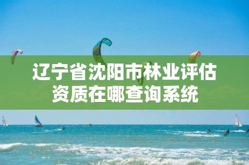 辽宁省沈阳市林业评估资质在哪查询系统