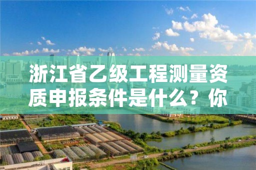 浙江省乙级工程测量资质申报条件是什么？你都知道吗？