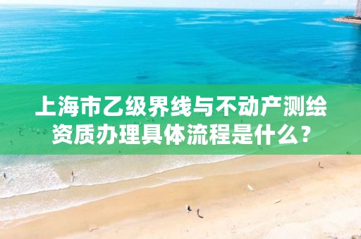 上海市乙级界线与不动产测绘资质办理具体流程是什么?