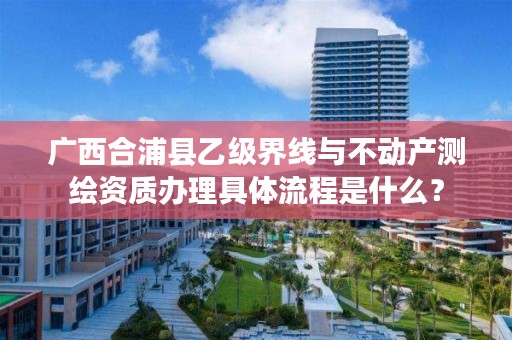 广西合浦县乙级界线与不动产测绘资质办理具体流程是什么?