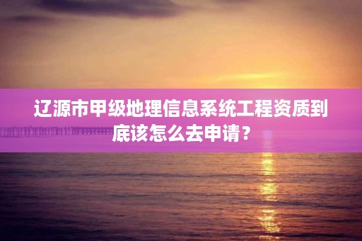 辽源市甲级地理信息系统工程资质到底该怎么去申请？