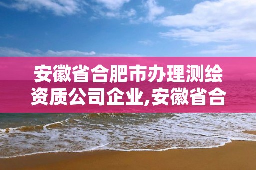 安徽省合肥市办理测绘资质公司企业,安徽省合肥市办理测绘资质公司企业有哪些